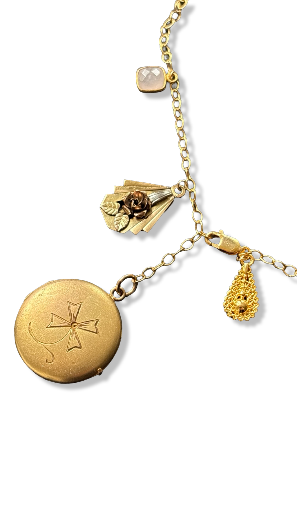 Collier lasso, médaillon a secret et pendentif Art Deco