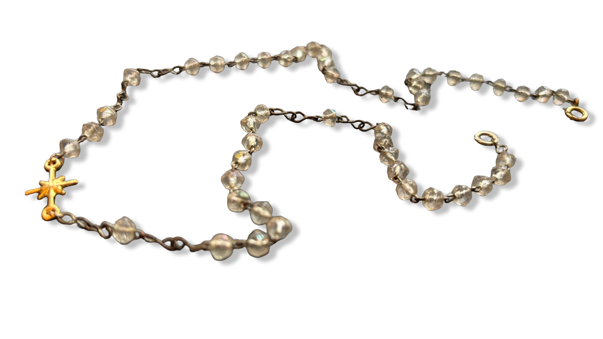 Collier chapelet en perles de verre et étoile