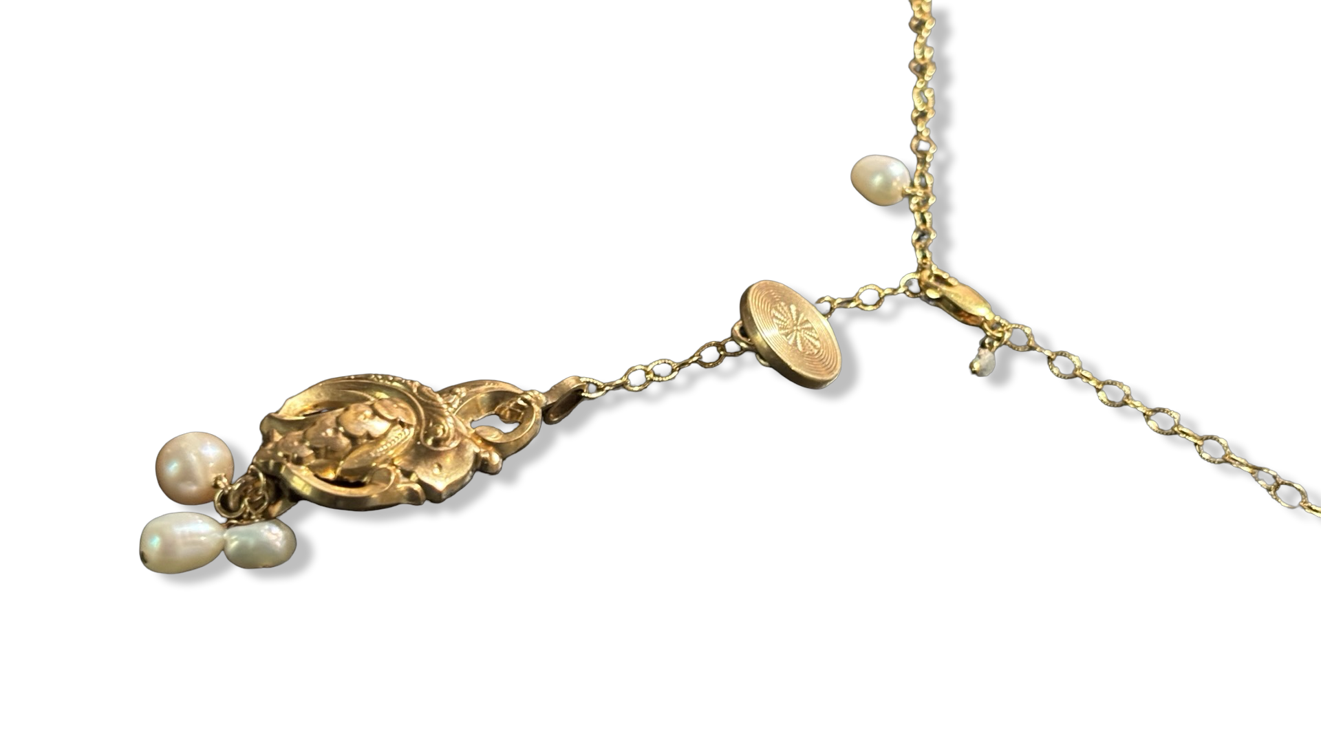 Collier lasso, perles et motif fin 19e siècle