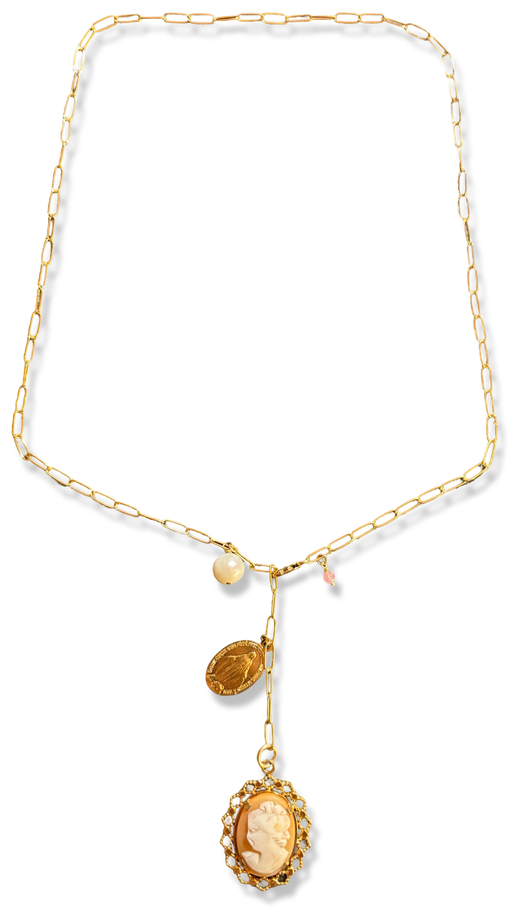 Collier lasso, Camée et médaille miraculeuse.