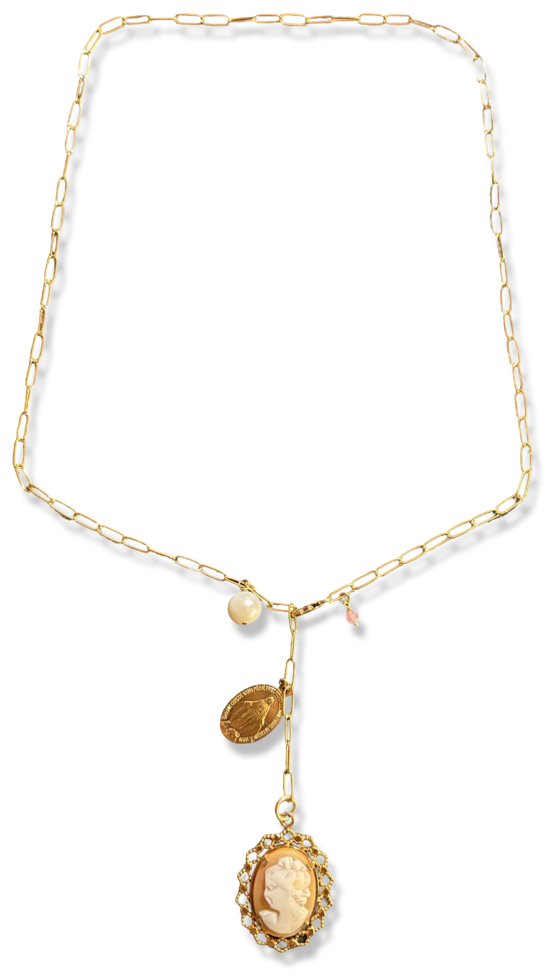 Collier lasso, Camée et médaille miraculeuse.