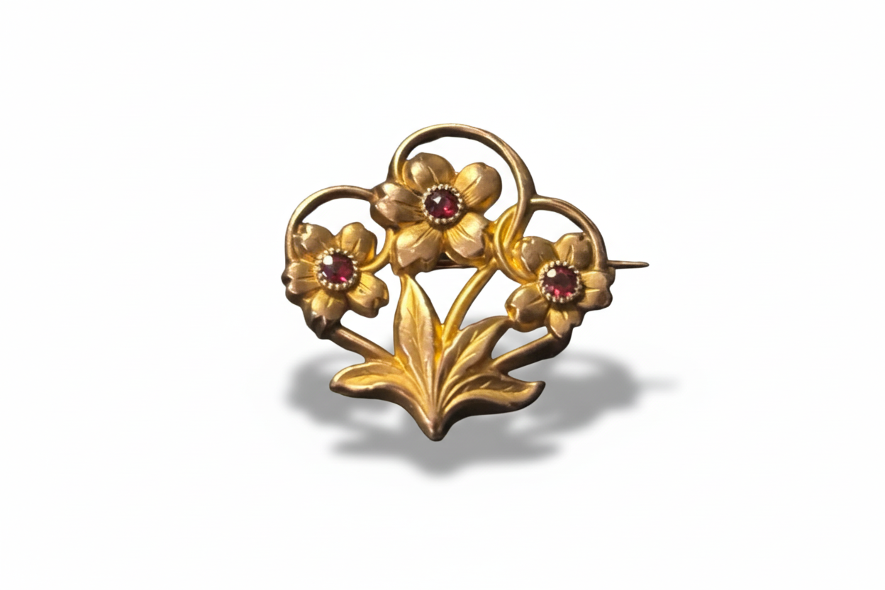 Broche plaquée or ancienne, vers 1910