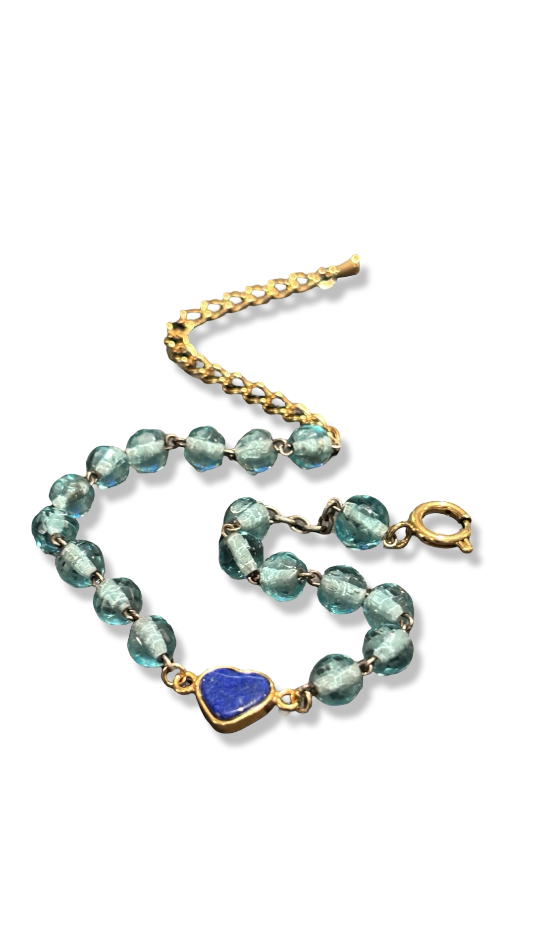 Bracelet chapelet vert et lapis lazuli