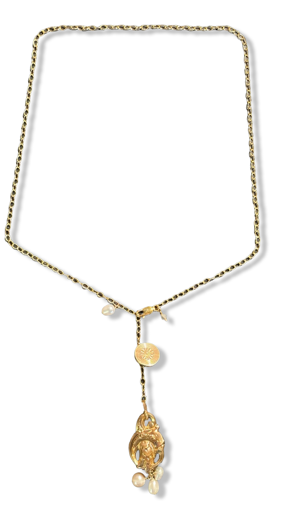 Collier lasso, perles et motif fin 19e siècle
