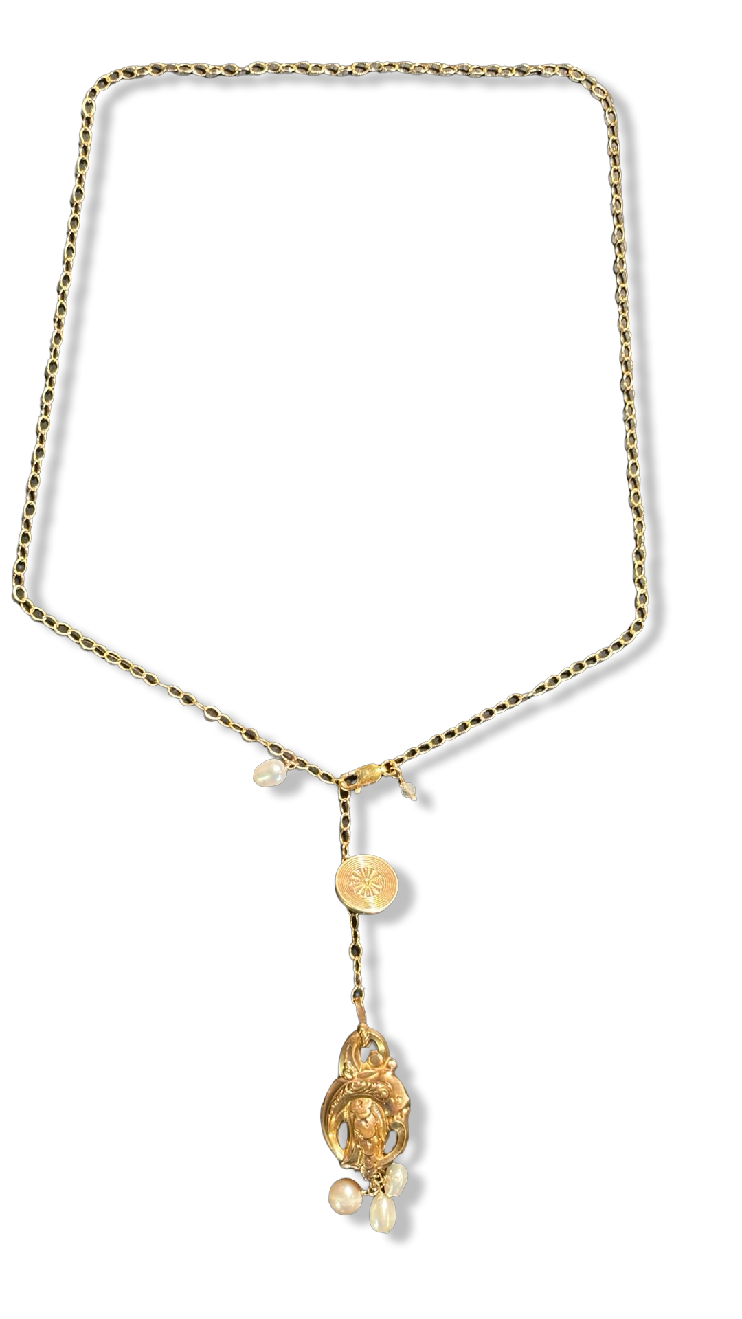 Collier lasso, perles et motif fin 19e siècle