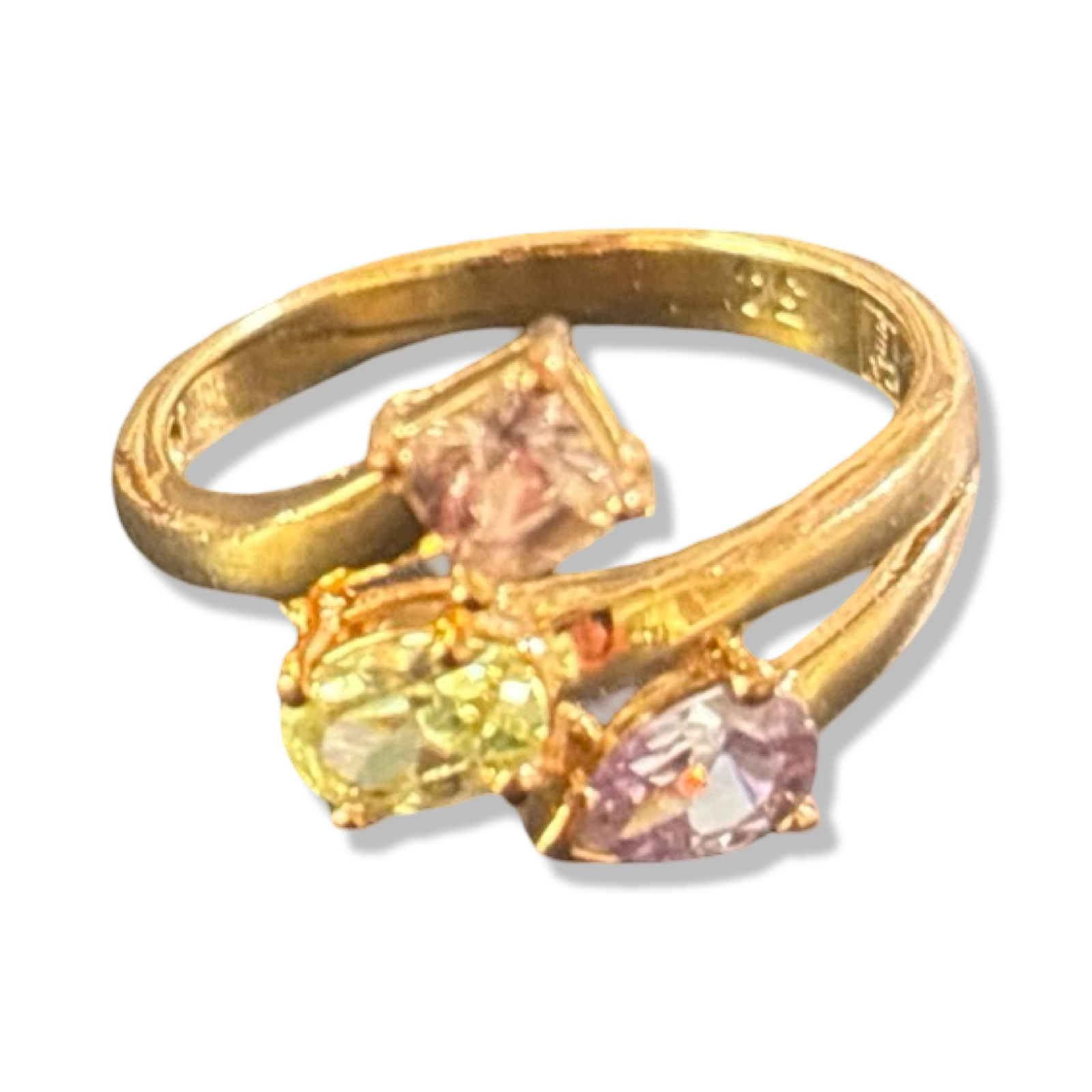 Bague vintage à strass colorés