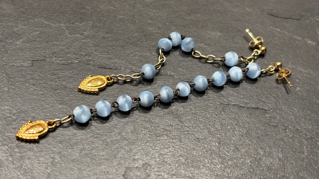 Pendants chapelet bleu et médaillons