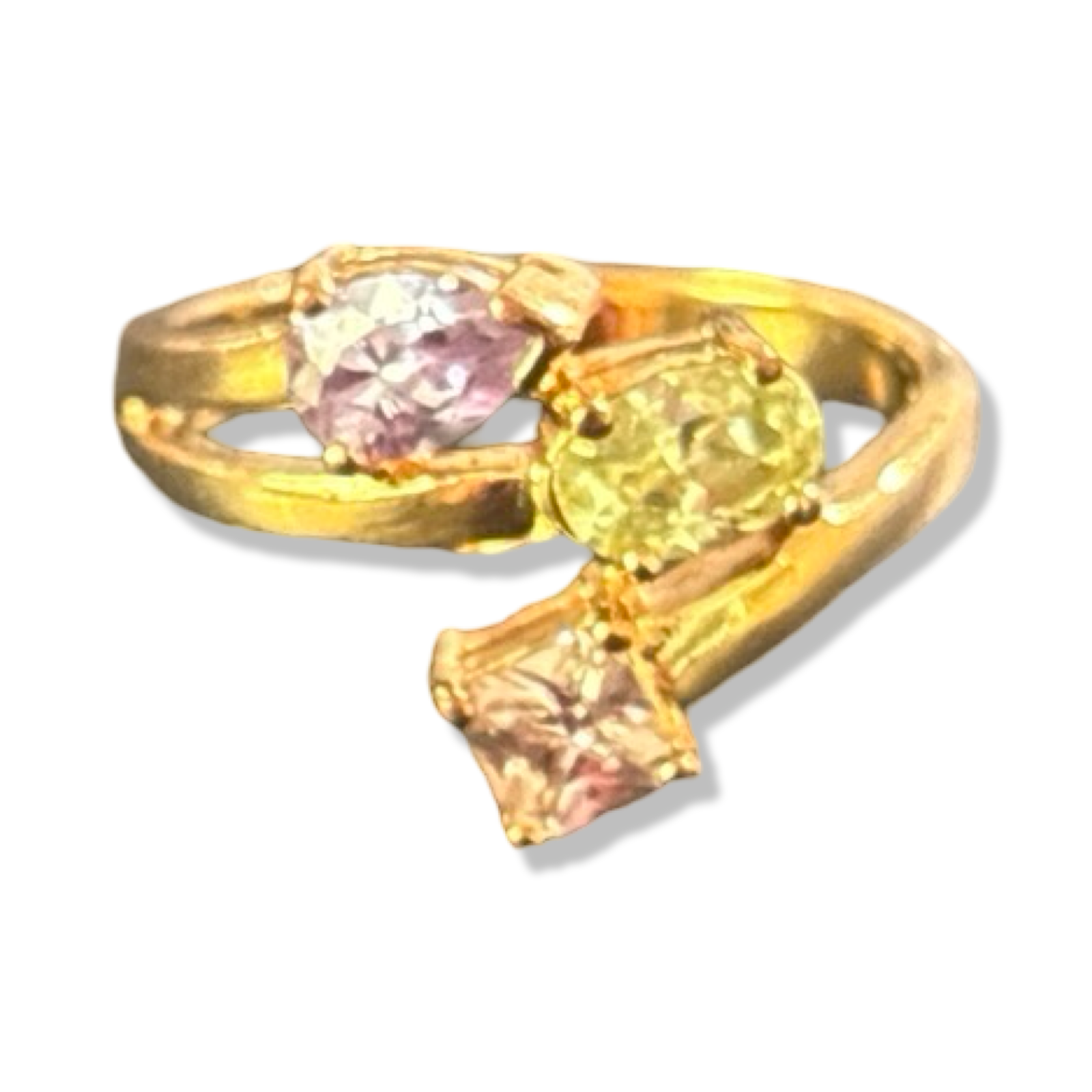 Bague vintage à strass colorés