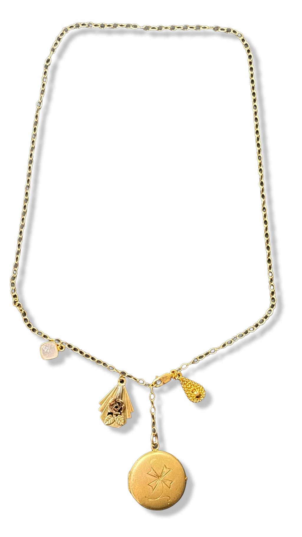 Collier lasso, médaillon a secret et pendentif Art Deco