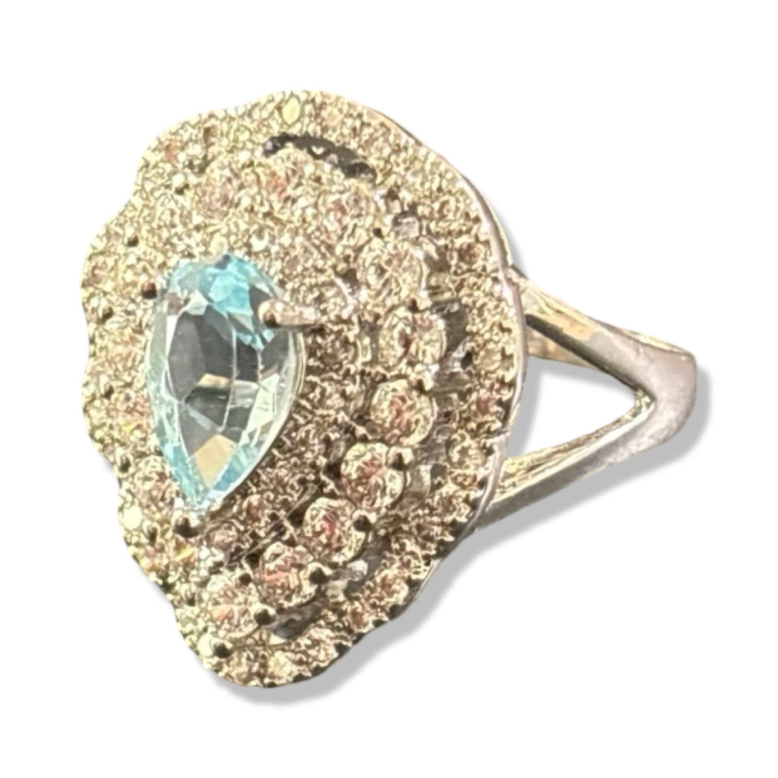 Bague en argent et aigue marine