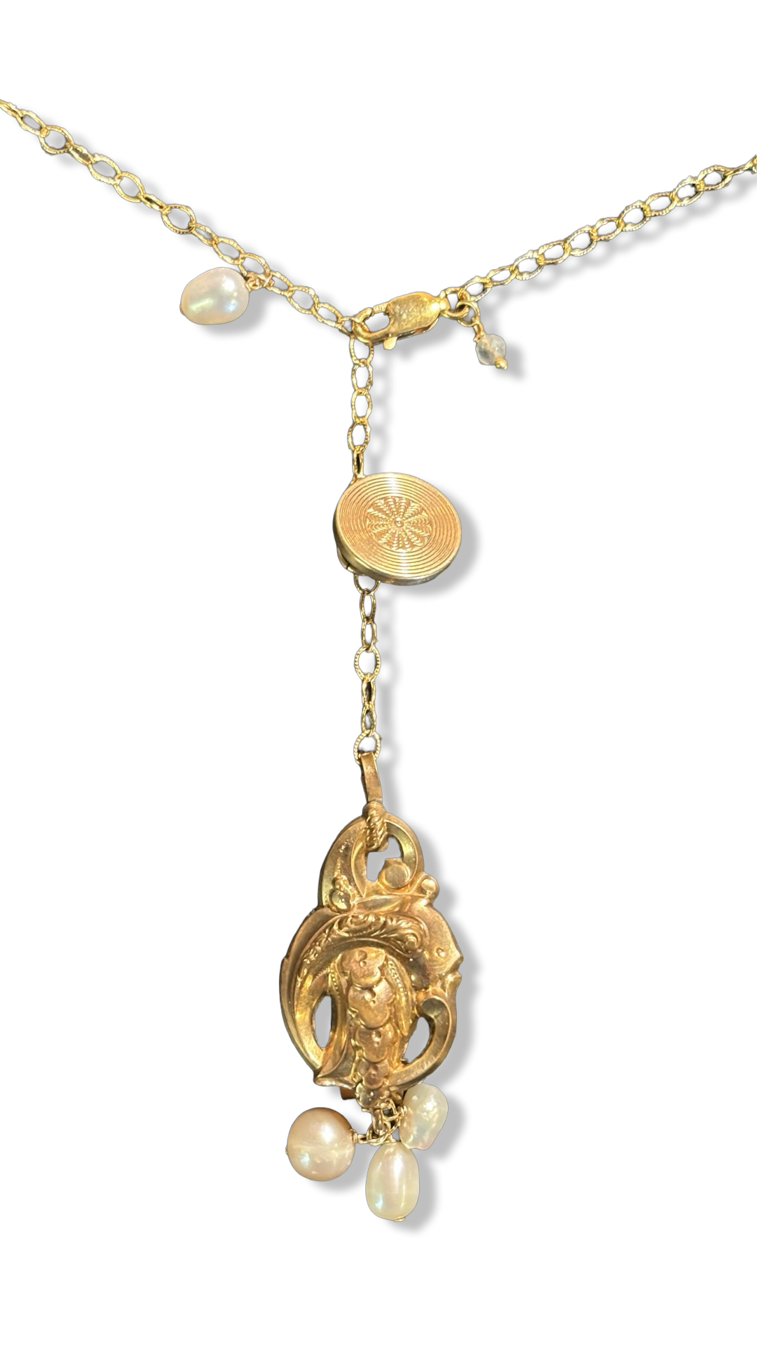 Collier lasso, perles et motif fin 19e siècle