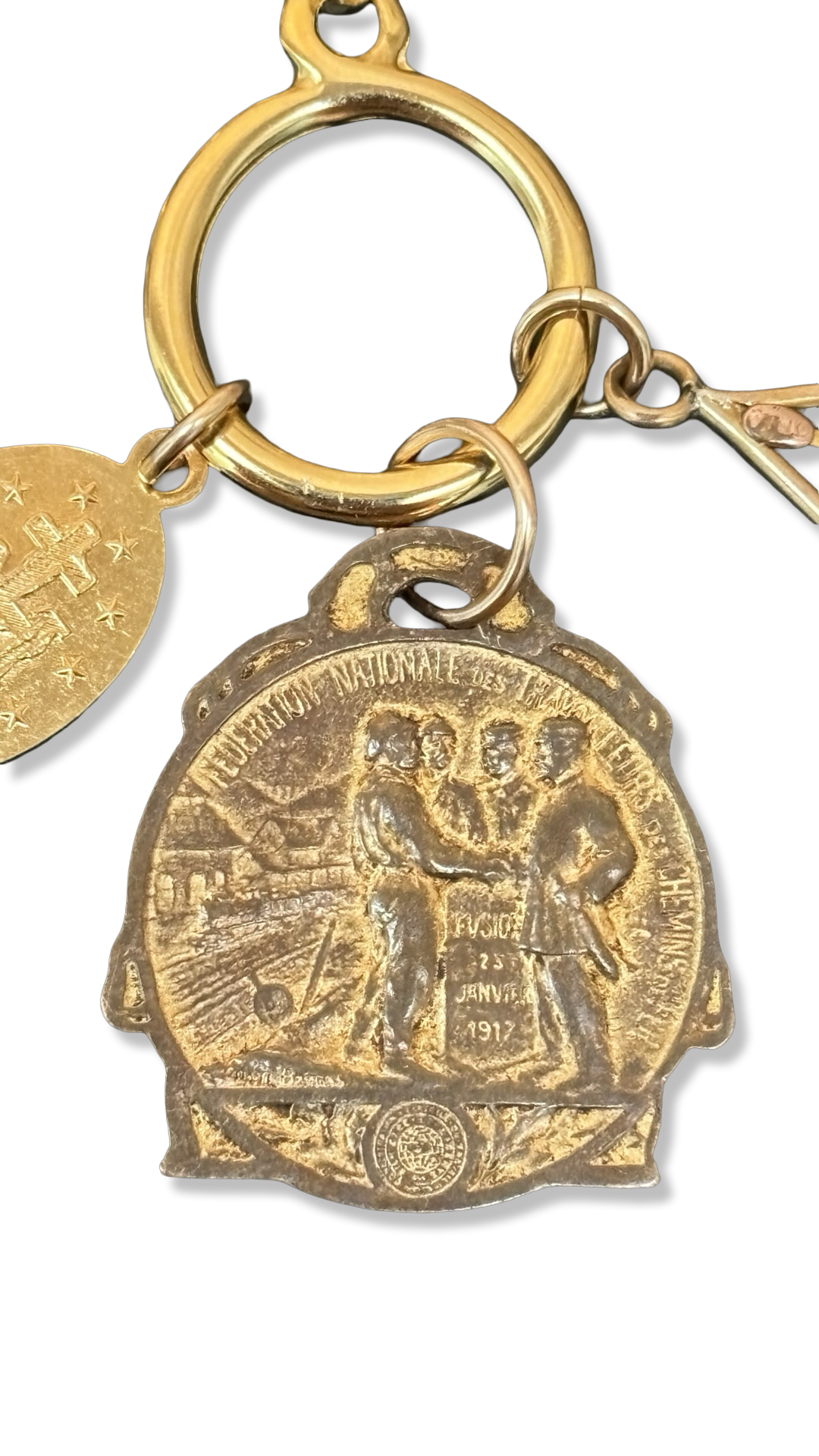 Collier chaîne diamantée , médaille des Chemins de Fer et Médaille Miraculeuse