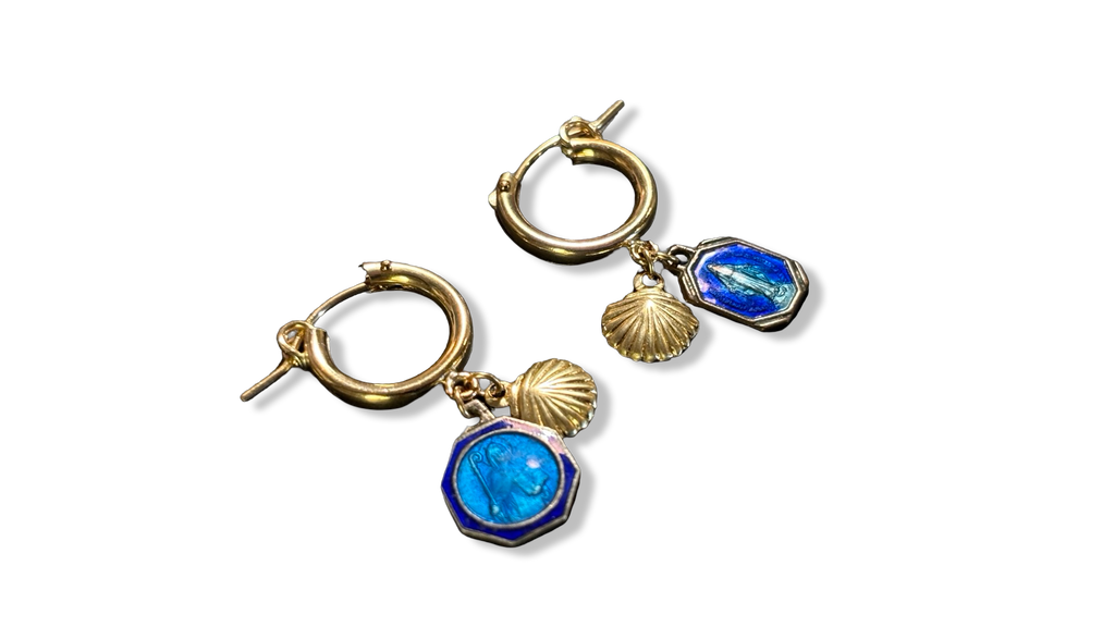 Mini créoles goldfilled et médailles émaillées