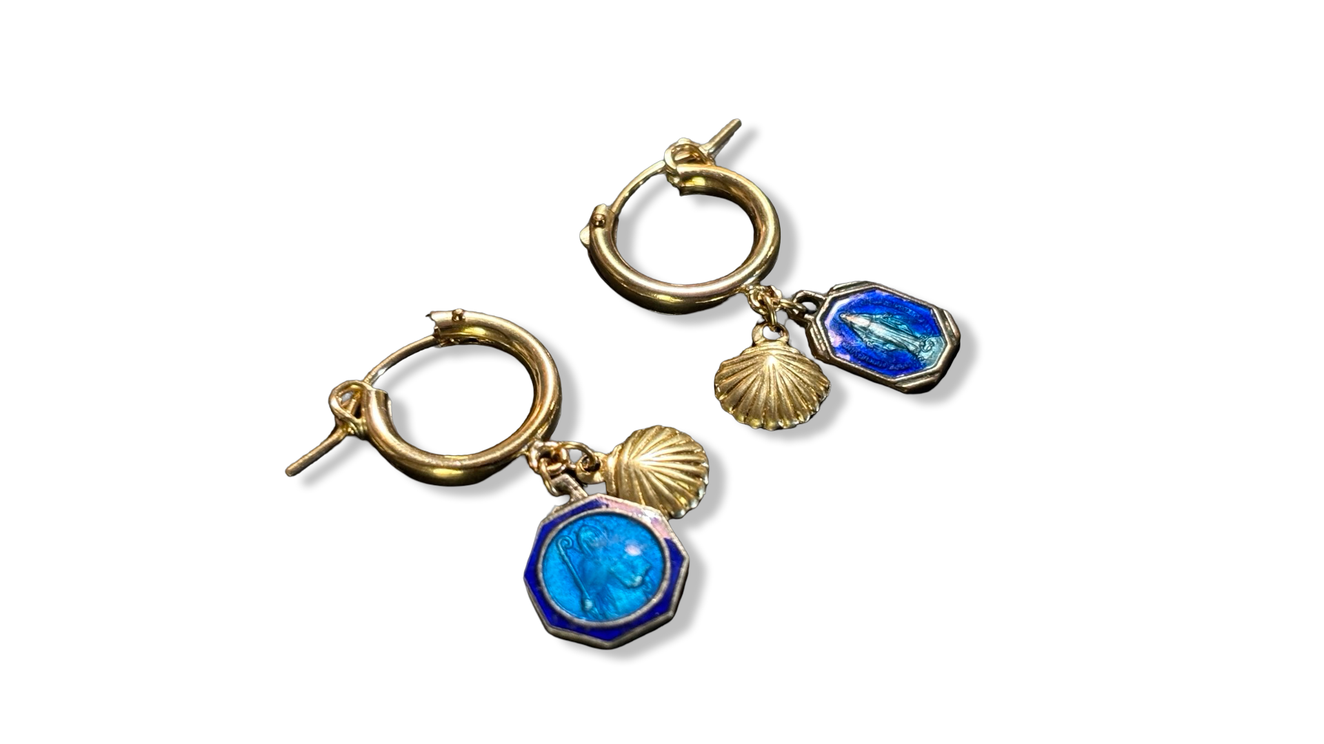 Mini créoles goldfilled et médailles émaillées