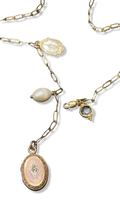 Collier lasso, médaillon à secret et perle