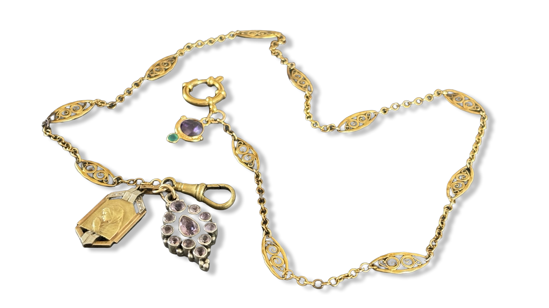 Collier filigrane, Sainte Marie et Améthystes