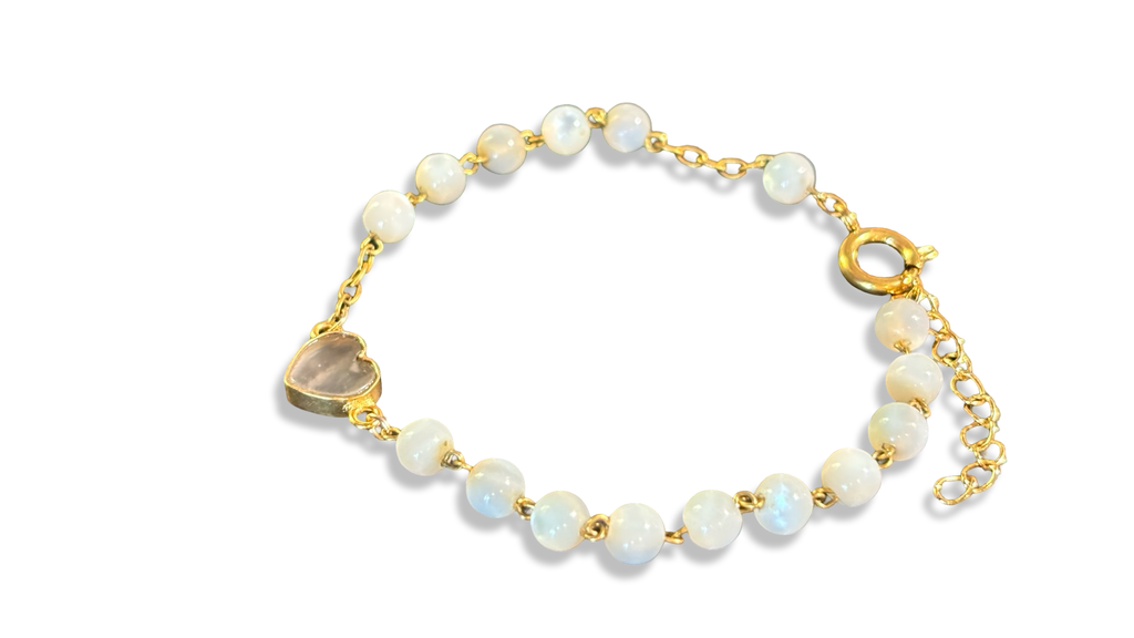 Bracelet chapelet et cœur en labradorite