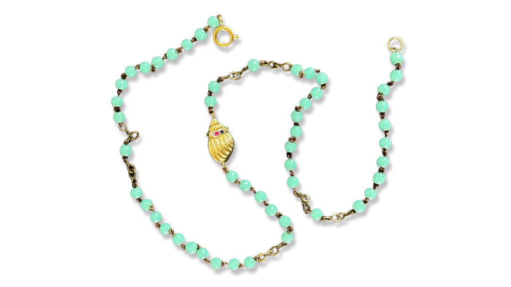 Collier chapelet turquoise et coquillages