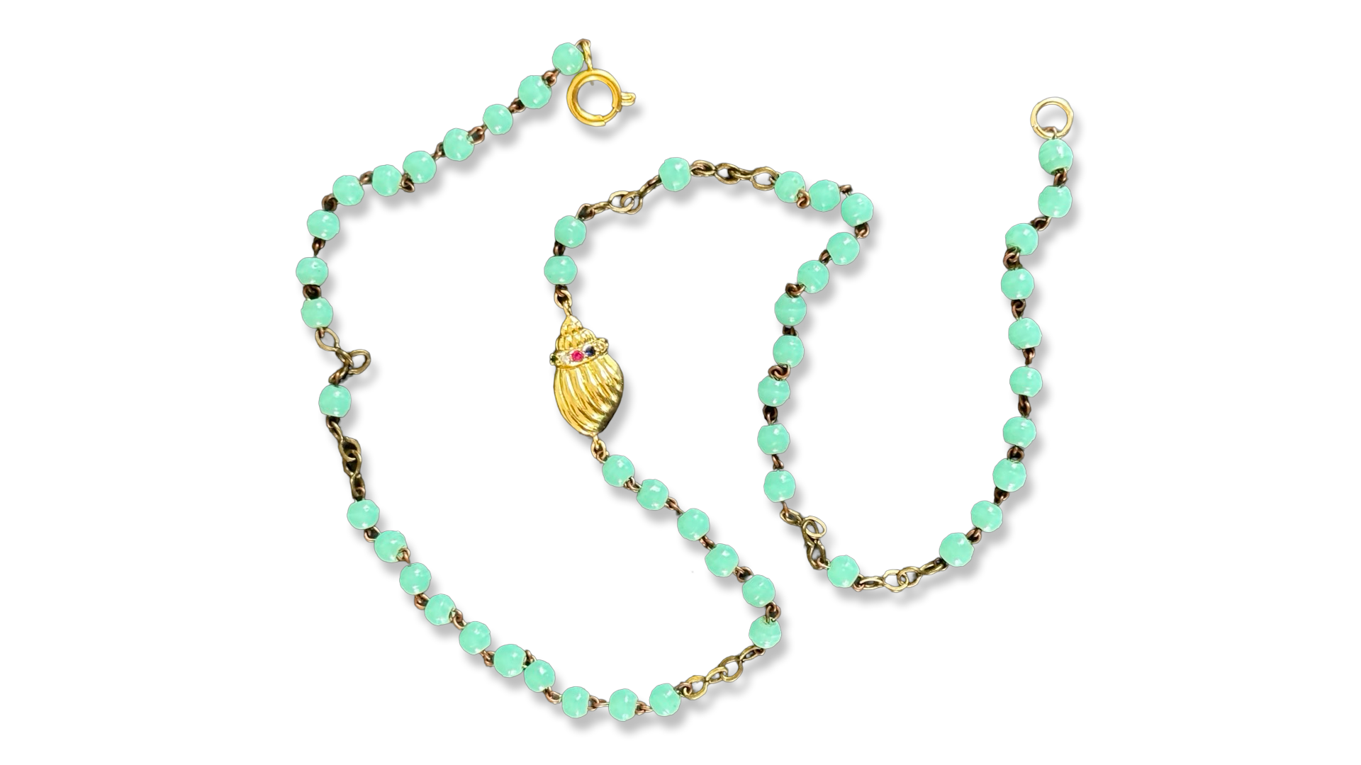 Collier chapelet turquoise et coquillages