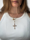Collier lasso, Pierre de lune et Croix années 50