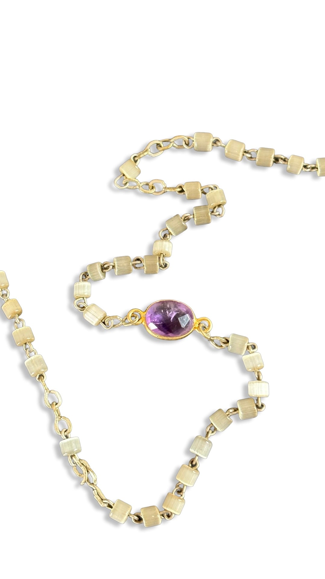 Collier chapelet perles de nacre et améthyste