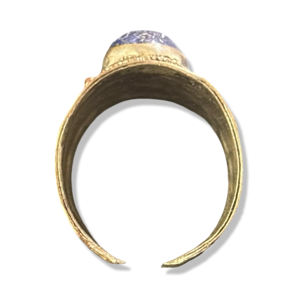 Bague en lapis lazuli et métal argenté