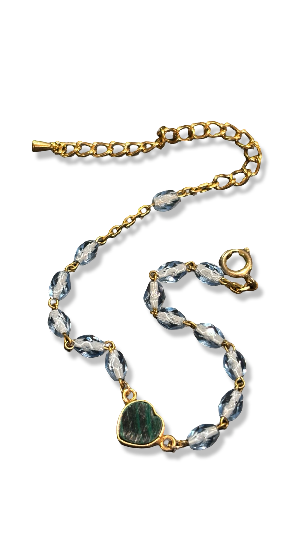 Bracelet chapelet bleu et malachite
