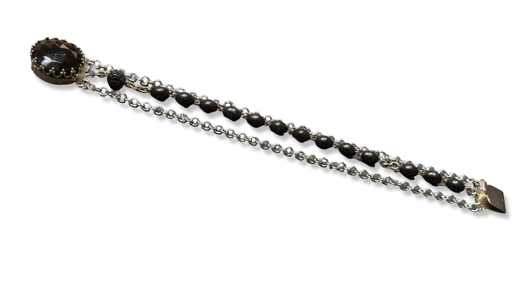 Bracelet chapelet noir et chaîne inox