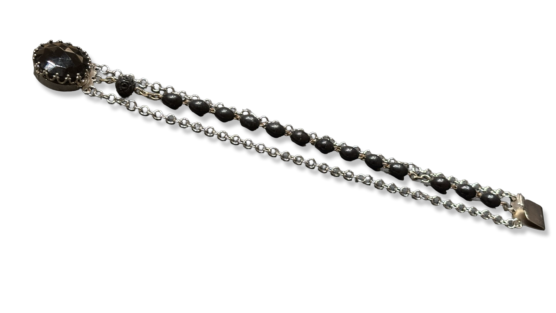 Bracelet chapelet noir et chaîne inox