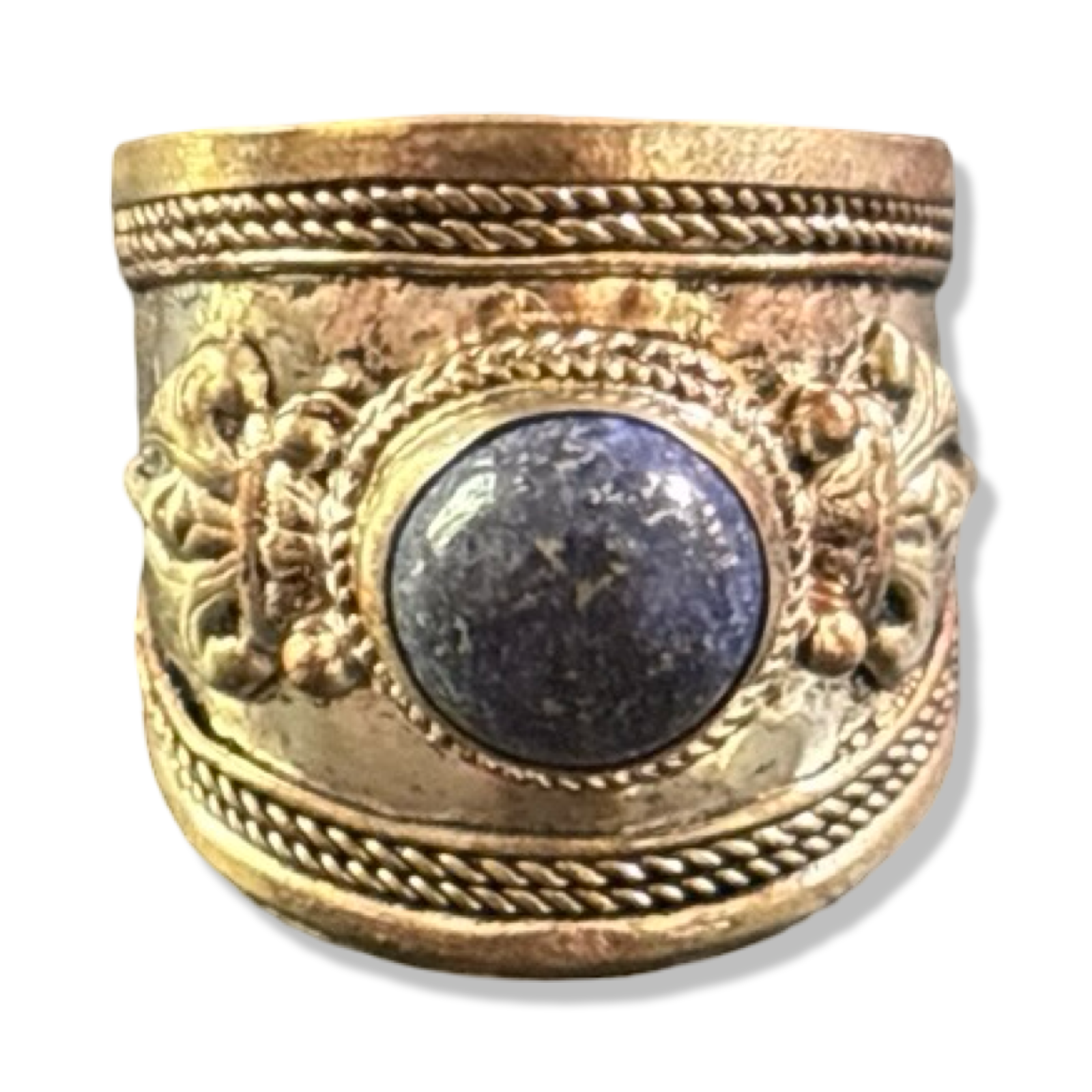 Bague en lapis lazuli et métal argenté