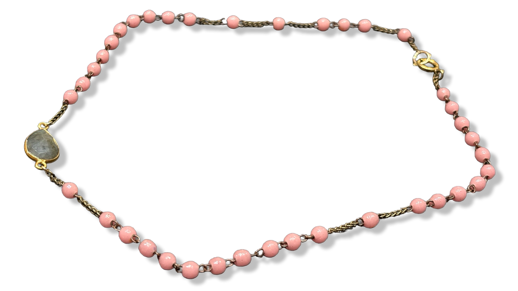 Collier chapelet rose et Labradorite