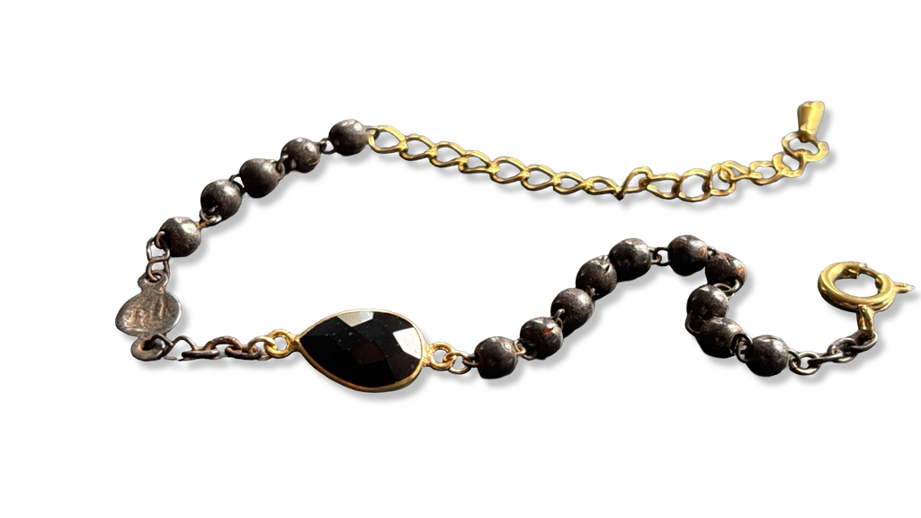 Bracelet chapelet upcyclé inox vieilli et améthyste