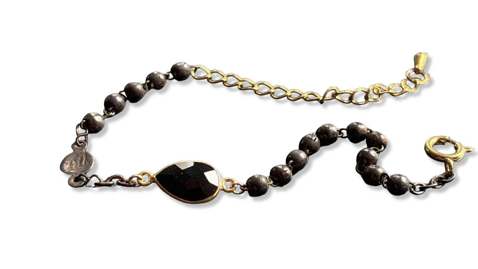 Bracelet chapelet upcyclé inox vieilli et améthyste