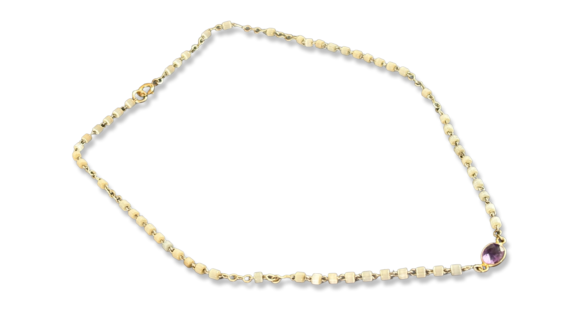 Collier chapelet perles de nacre et améthyste