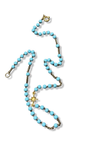 Collier chapelet turquoise et étoile plaquée or