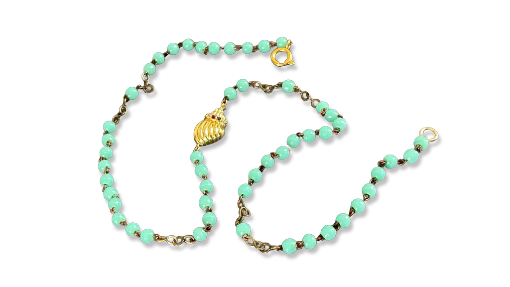 Collier chapelet turquoise et coquillages