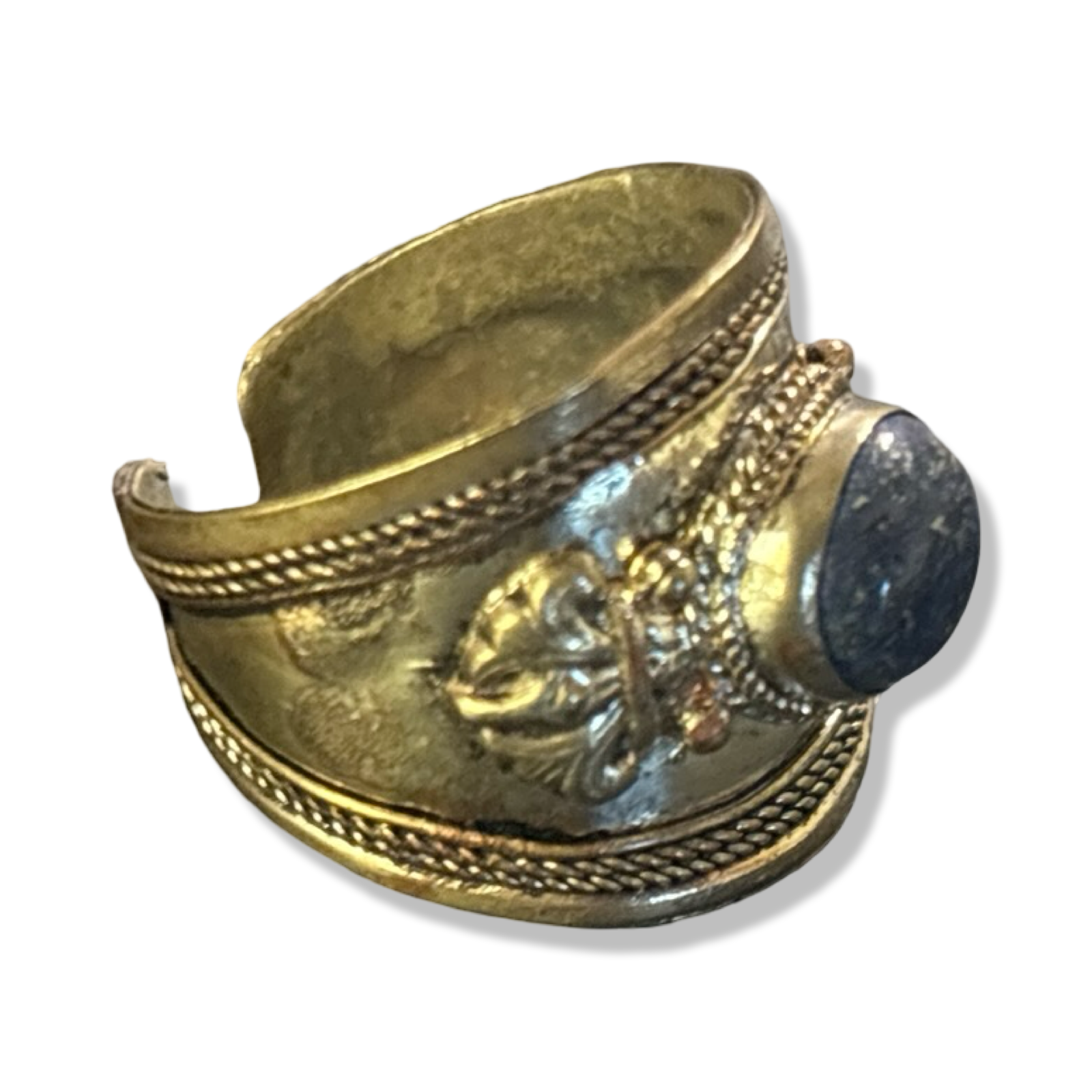 Bague en lapis lazuli et métal argenté