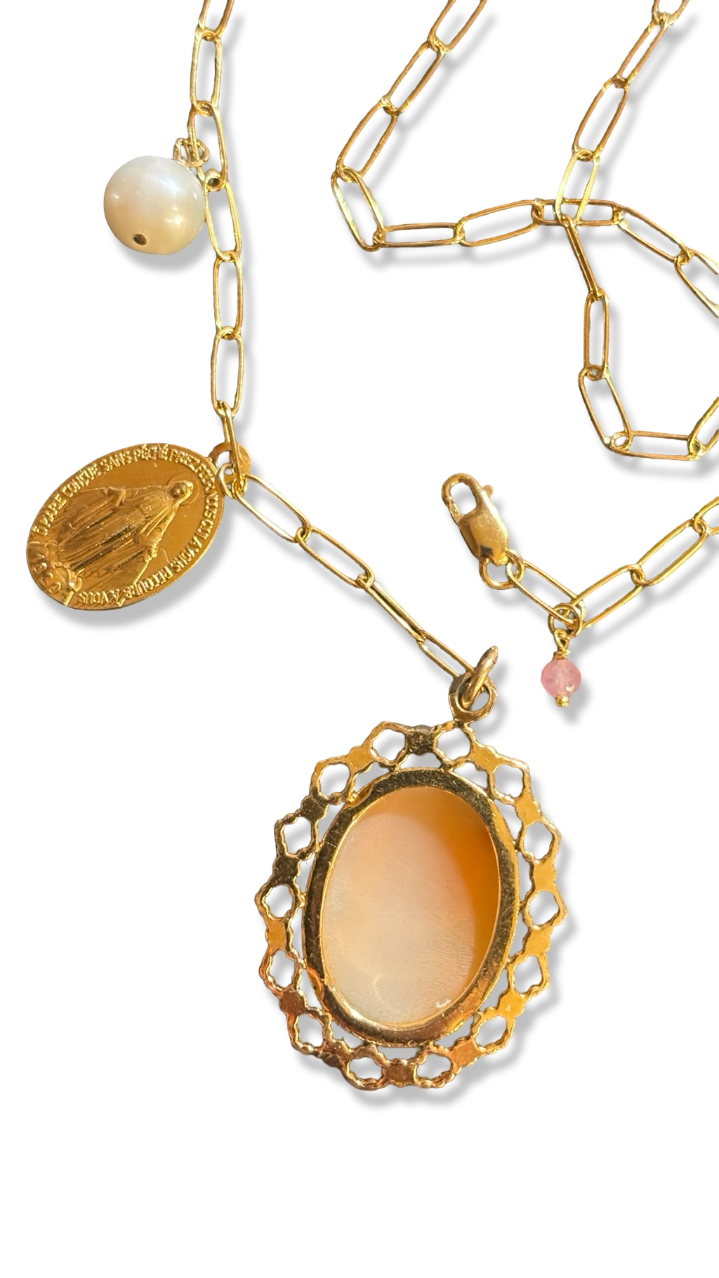 Collier lasso, Camée et médaille miraculeuse.