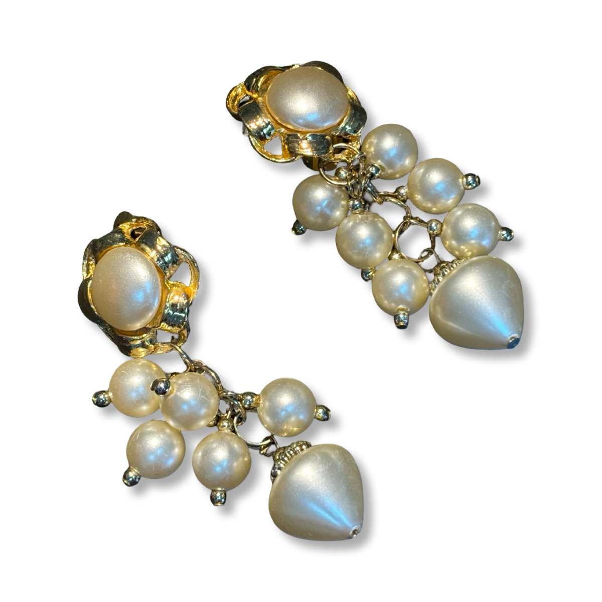 Clips Vintage à grappes de perles