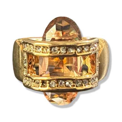 Bague à large strass ovale