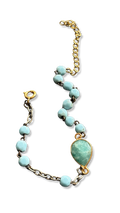 Bracelet chapelet upcyclé bleu clair et amazonite