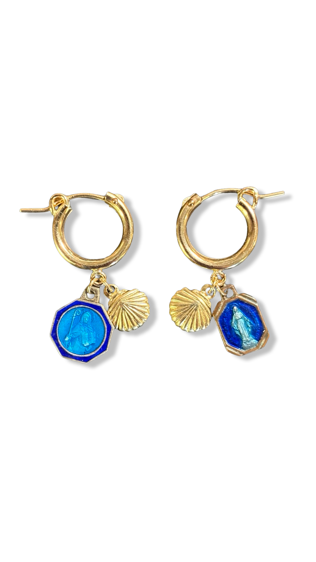 Mini créoles goldfilled et médailles émaillées