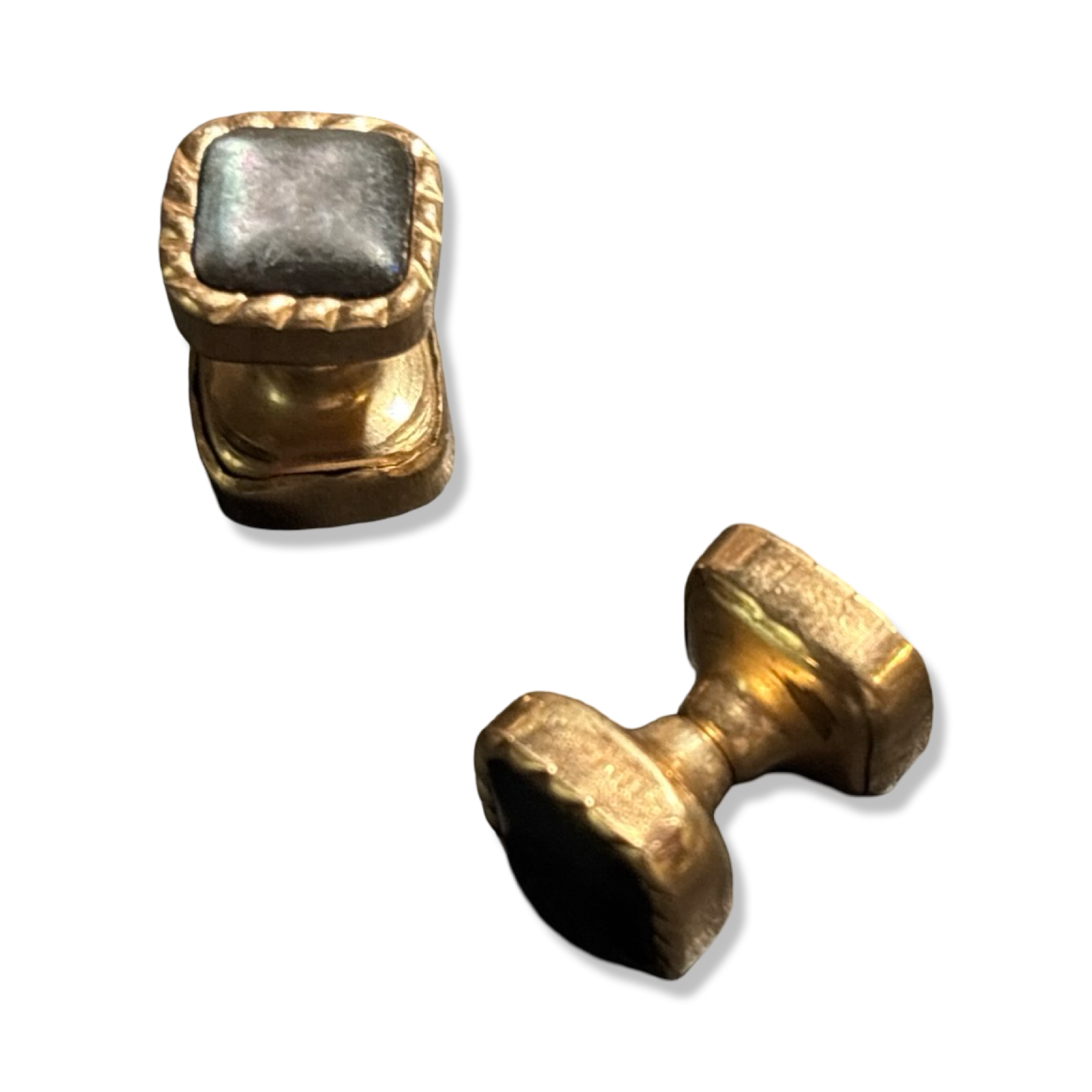 Boutons de manchettes plaqués or et nacre grise
