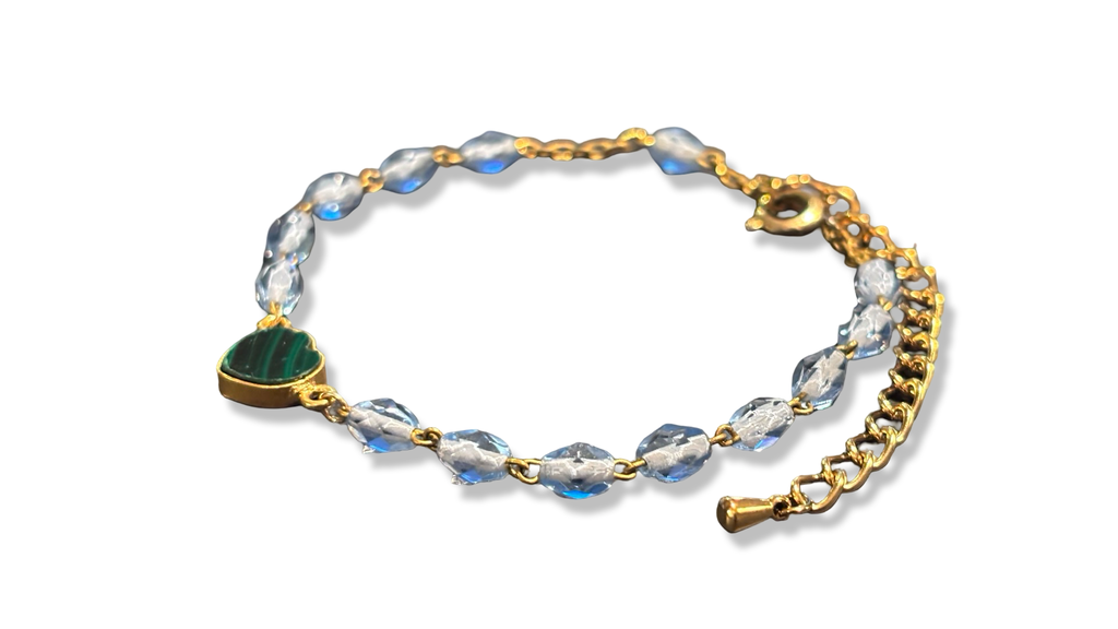 Bracelet chapelet bleu et malachite
