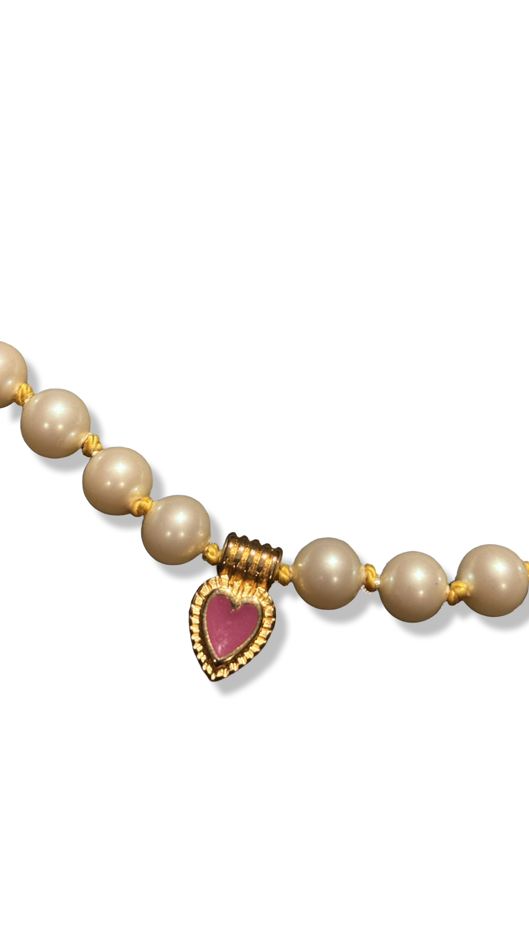 colllier perles fantaisie et coeur violet